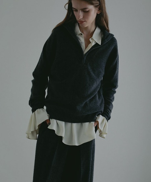 ハーフジップハイゲージニットプルオーバー（ニット/セーター）｜ETRE