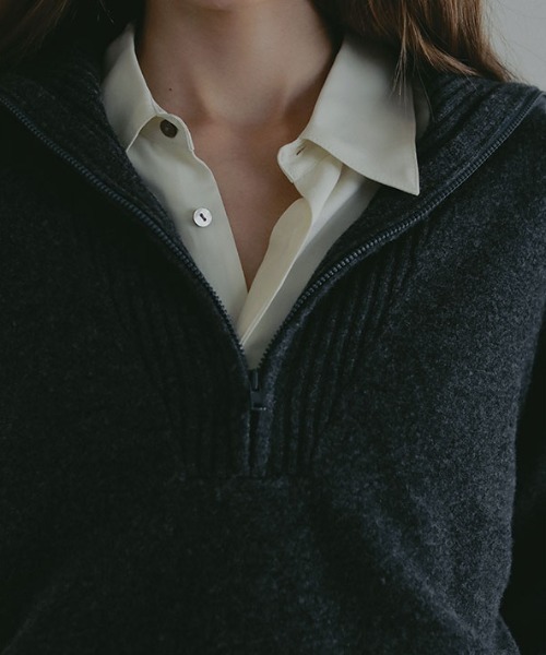 セール】ハーフジップハイゲージニットプルオーバー（ニット/セーター