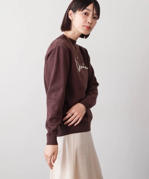 Bou Jeloud（ブージュルード）の「刺繍ロゴニット（ニット/セーター・レディース・ベージュ/ブラウン・FREE）」の4枚目の写真