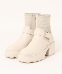 【MUUM】ムーム 厚底チャンキーヒールニットソックスブーツ WX7451