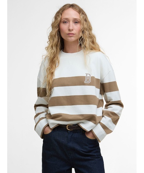 Barbour(バブアー)の「Faye ボーダー スウェット(スウェット・レディース・ベージュ/ホワイト・10/8)」の2枚目の写真