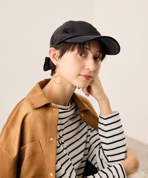 ROPE' PICNIC(ロペピクニック)の「ベロアリボンキャップ(キャップ・レディース・ベージュ/ブラック・FREE)」の3枚目の写真