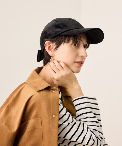 ROPE' PICNIC(ロペピクニック)の「ベロアリボンキャップ(キャップ・レディース・ベージュ/ブラック・FREE)」の4枚目の写真