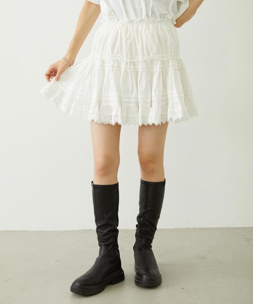 MILKFED.（ミルクフェド）の「LACE MINI SKIRT（スカート・レディース・ブラック/ホワイト・ONE SIZE）」の2枚目の写真