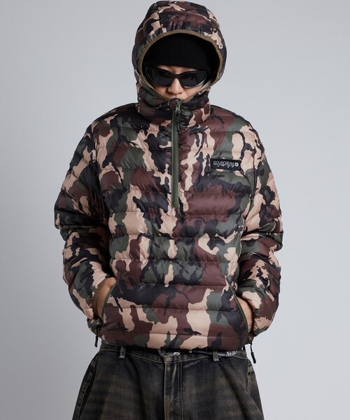 人気　Sourcream サワークリーム　ハーフジップフードダウン　アノラック セール】【Sourcream/サワークリーム】中綿ハーフジップフードプル