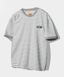VLADブランドストライプリンガー半袖Tシャツ_ホワイト&グレー