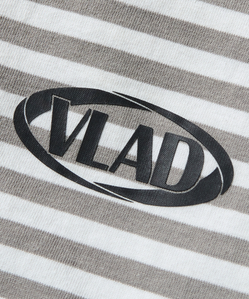 DIMITRI BLACK(ディミトリブラック)の「VLADブランドストライプリンガー半袖Tシャツ_ホワイト&グレー(Tシャツ/カットソー・レディース・その他・SMALL/MEDIUM/LARGE/X-LARGE)」の6枚目の写真
