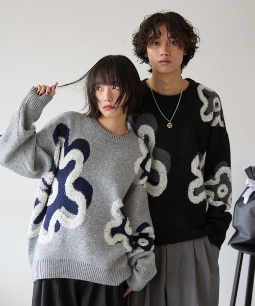 PBLIM（ページボーイリム）の「《UNISEX》フラワーモチーフニット（ニット/セーター・レディース・グレー/ブラウン/ブラック・FREE）」の19枚目の写真