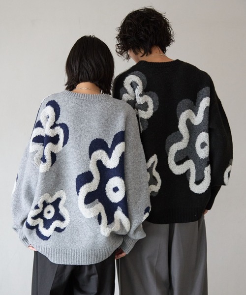 PBLIM（ページボーイリム）の「《UNISEX》フラワーモチーフニット（ニット/セーター・レディース・グレー/ブラウン/ブラック・FREE）」の21枚目の写真