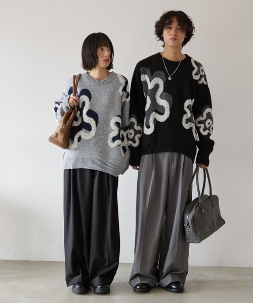 PBLIM（ページボーイリム）の「《UNISEX》フラワーモチーフニット（ニット/セーター・レディース・グレー/ブラウン/ブラック・FREE）」の22枚目の写真