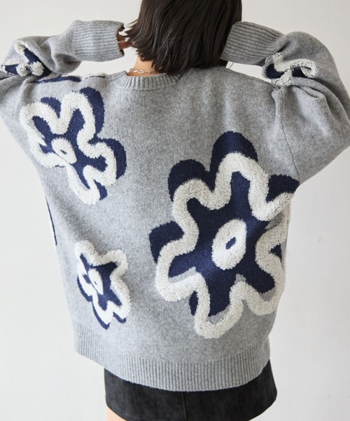 PBLIM（ページボーイリム）の「《UNISEX》フラワーモチーフニット（ニット/セーター・レディース・グレー/ブラウン/ブラック・FREE）」の10枚目の写真