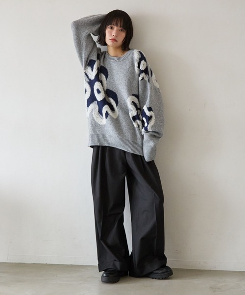 PBLIM（ページボーイリム）の「《UNISEX》フラワーモチーフニット（ニット/セーター・レディース・グレー/ブラウン/ブラック・FREE）」の11枚目の写真