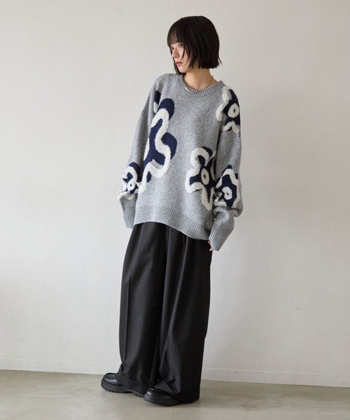 PBLIM（ページボーイリム）の「《UNISEX》フラワーモチーフニット（ニット/セーター・レディース・グレー/ブラウン/ブラック・FREE）」の12枚目の写真