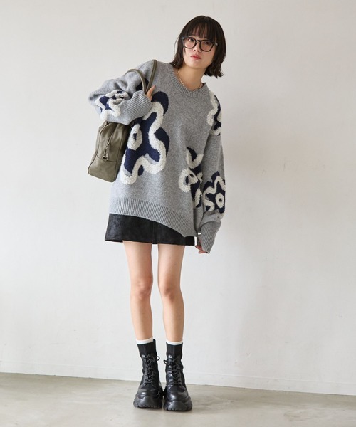 PBLIM（ページボーイリム）の「《UNISEX》フラワーモチーフニット（ニット/セーター・レディース・グレー/ブラウン/ブラック・FREE）」の13枚目の写真