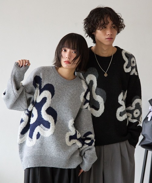 PBLIM（ページボーイリム）の「《UNISEX》フラワーモチーフニット（ニット/セーター・レディース・グレー/ブラウン/ブラック・FREE）」の18枚目の写真