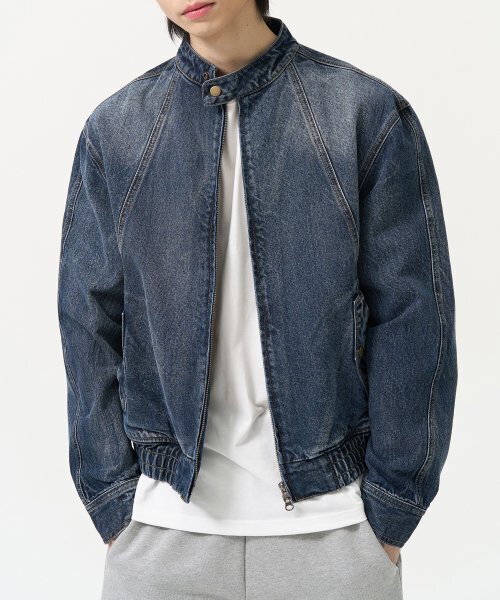 TOFFEE(トフィー)の「ヴィンテージスナップデニムブルゾンジャケット (WASHED INDIGO)(デニムジャケット・メンズ・その他・MEDIUM/LARGE/X-LARGE)」の1枚目の写真