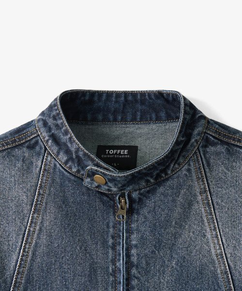 TOFFEE(トフィー)の「ヴィンテージスナップデニムブルゾンジャケット (WASHED INDIGO)(デニムジャケット・メンズ・その他・MEDIUM/LARGE/X-LARGE)」の5枚目の写真