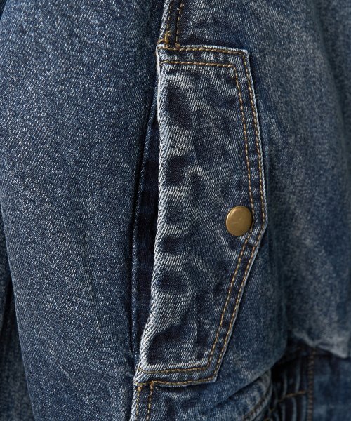 TOFFEE(トフィー)の「ヴィンテージスナップデニムブルゾンジャケット (WASHED INDIGO)(デニムジャケット・メンズ・その他・MEDIUM/LARGE/X-LARGE)」の7枚目の写真