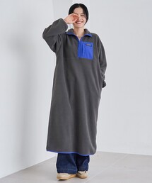 【PARKNIK（パークニック）】ハーフスナップフリースワンピース