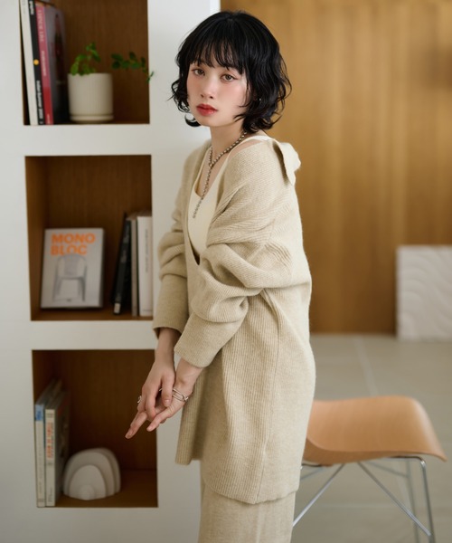 LAULEN(ローレン)の「skipper neck rib knit 3set /スキッパーネックリブニット3点セット(セットアップ・レディース・ブラック/ベージュ/ダークグレー・FREE)」の7枚目の写真