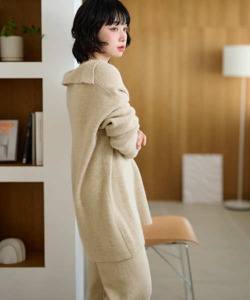 LAULEN(ローレン)の「skipper neck rib knit 3set /スキッパーネックリブニット3点セット(セットアップ・レディース・ブラック/ベージュ/ダークグレー・FREE)」の9枚目の写真
