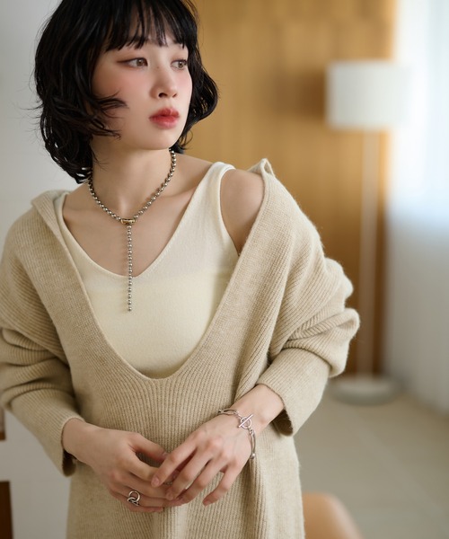 LAULEN(ローレン)の「skipper neck rib knit 3set /スキッパーネックリブニット3点セット(セットアップ・レディース・ブラック/ベージュ/ダークグレー・FREE)」の13枚目の写真