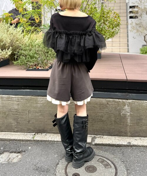 w closet(ダブルクローゼット)の「チュールフリルニット(ニット/セーター・レディース・アイボリー/ブラック/グレー/ブルー/レッド・FREE)」の17枚目の写真