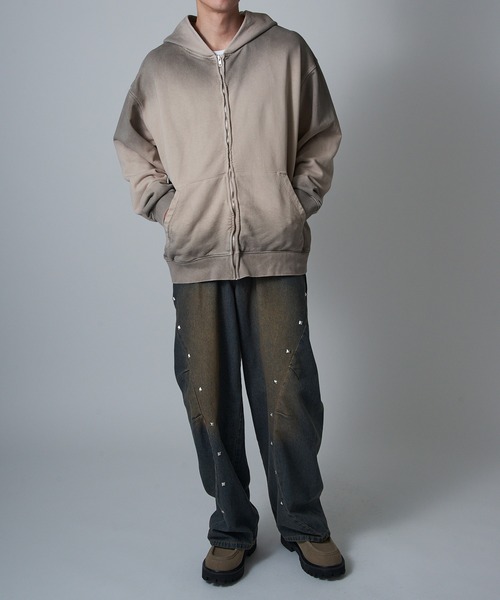 MADE BLANKS(メイドブランクス)の「【MADE BLANKS】11oz Exclusive Cross Country Zip Hoodie 16オンス ヘビーウェイト ジップアップフーディー フルジップ EC2015 UNTR(パーカー・メンズ・ベージュ系その他/ブラック・M/XL)」の17枚目の写真