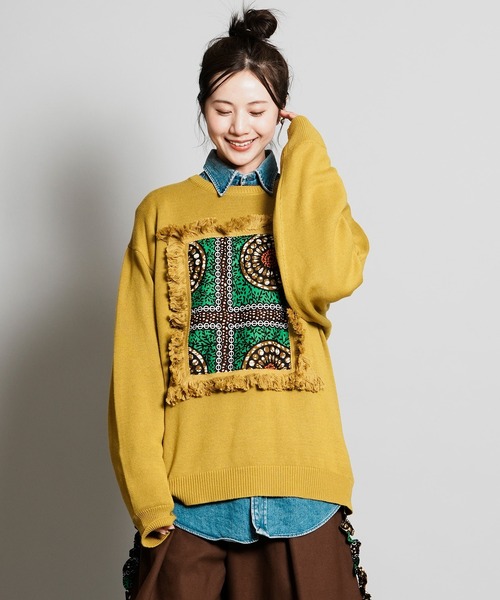 moyan ecri(モヤン エクリ)の「<moyan ecri>アフリカフリンジフレームニットプルオーバーAFRICA FRINGE FRAME KNIT PULLOVER(ニット/セーター・メンズ・グリーン/ピンク/マスタード/ダークグレー・L/M)」の20枚目の写真