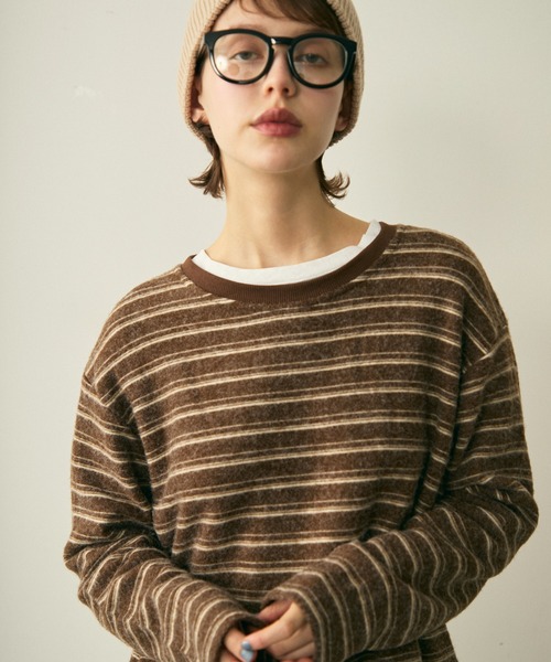 full/fill.(フルフィル)の「brushed border T / 起毛ボーダーT(Tシャツ/カットソー・レディース・ブラウン/グレー・FREE)」の15枚目の写真