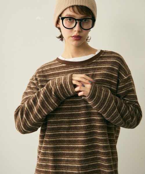 full/fill.(フルフィル)の「brushed border T / 起毛ボーダーT(Tシャツ/カットソー・レディース・ブラウン/グレー・FREE)」の9枚目の写真