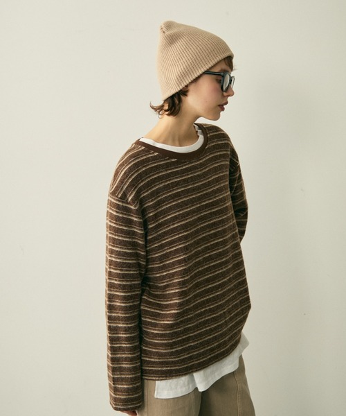 full/fill.(フルフィル)の「brushed border T / 起毛ボーダーT(Tシャツ/カットソー・レディース・ブラウン/グレー・FREE)」の11枚目の写真