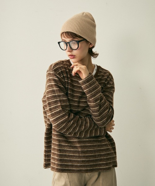 full/fill.(フルフィル)の「brushed border T / 起毛ボーダーT(Tシャツ/カットソー・レディース・ブラウン/グレー・FREE)」の12枚目の写真