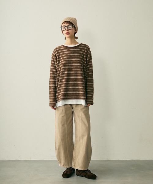 full/fill.(フルフィル)の「brushed border T / 起毛ボーダーT(Tシャツ/カットソー・レディース・ブラウン/グレー・FREE)」の18枚目の写真