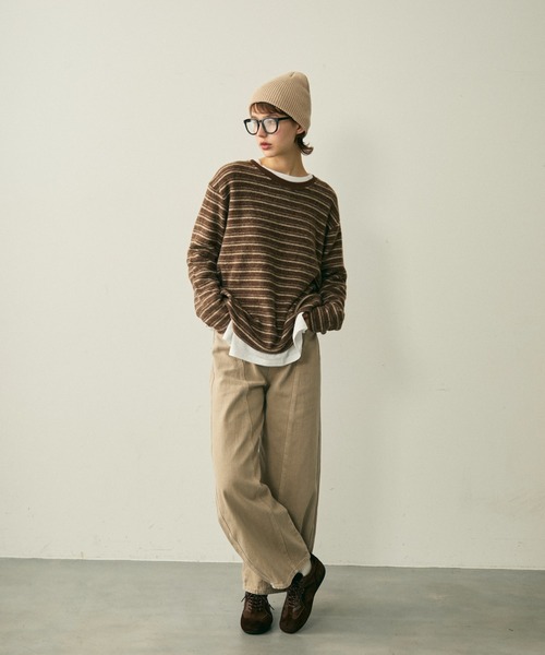 full/fill.(フルフィル)の「brushed border T / 起毛ボーダーT(Tシャツ/カットソー・レディース・ブラウン/グレー・FREE)」の19枚目の写真