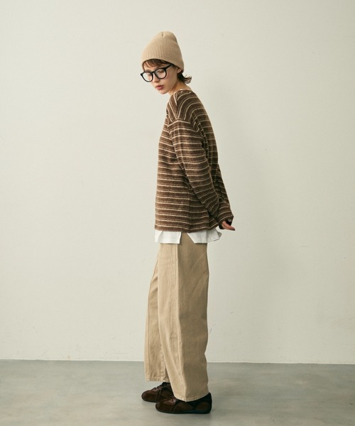 full/fill.(フルフィル)の「brushed border T / 起毛ボーダーT(Tシャツ/カットソー・レディース・ブラウン/グレー・FREE)」の20枚目の写真