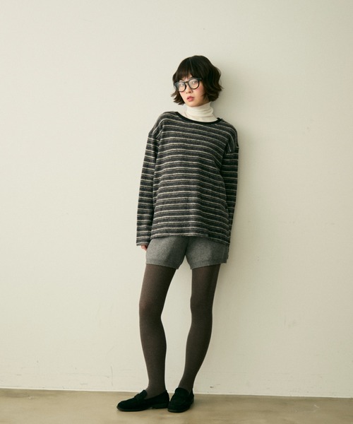 full/fill.(フルフィル)の「brushed border T / 起毛ボーダーT(Tシャツ/カットソー・レディース・ブラウン/グレー・FREE)」の4枚目の写真