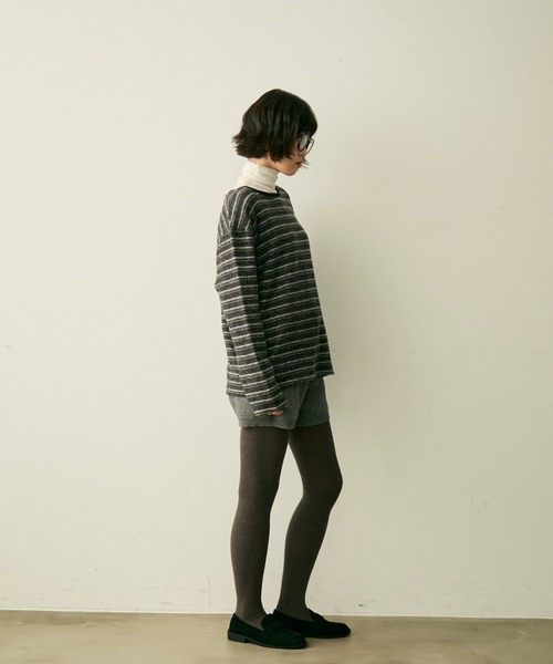 full/fill.(フルフィル)の「brushed border T / 起毛ボーダーT(Tシャツ/カットソー・レディース・ブラウン/グレー・FREE)」の6枚目の写真