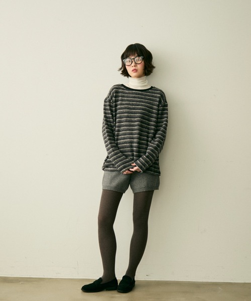 full/fill.(フルフィル)の「brushed border T / 起毛ボーダーT(Tシャツ/カットソー・レディース・ブラウン/グレー・FREE)」の5枚目の写真