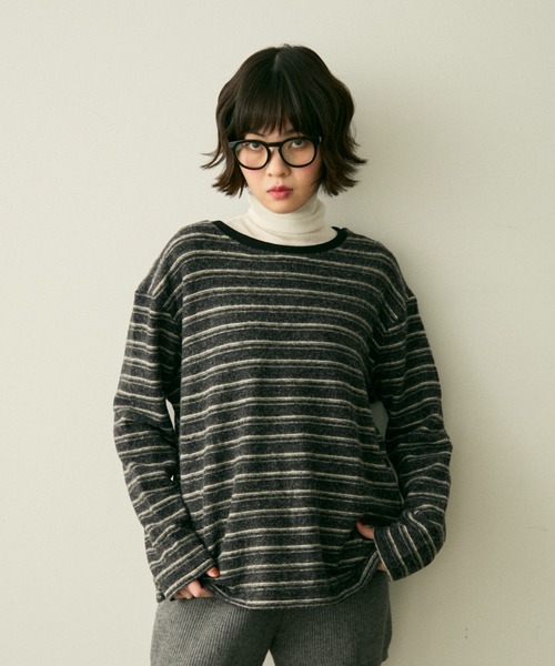 full/fill.(フルフィル)の「brushed border T / 起毛ボーダーT(Tシャツ/カットソー・レディース・ブラウン/グレー・FREE)」の22枚目の写真