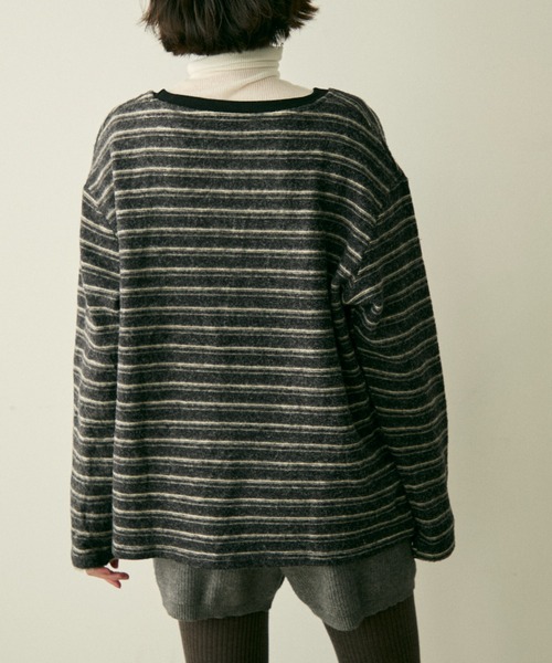 full/fill.(フルフィル)の「brushed border T / 起毛ボーダーT(Tシャツ/カットソー・レディース・ブラウン/グレー・FREE)」の3枚目の写真