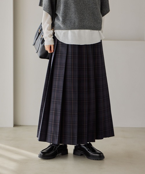 studio CLIP（スタディオクリップ）の「チェックプリーツスカート（スカート・レディース・ブラウン/グリーン/チャコール・MEDIUM/LARGE）」の2枚目の写真