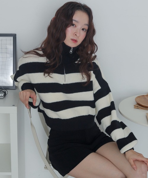 WEGO（ウィゴー）の「WEGO/ハーフジップニットプルオーバー（ニット/セーター・レディース・ホワイト系その他5・FREE）」の4枚目の写真