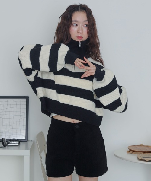 WEGO（ウィゴー）の「WEGO/ハーフジップニットプルオーバー（ニット/セーター・レディース・ホワイト系その他5・FREE）」の9枚目の写真