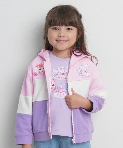 475 プリント ピンク パーカー　しなこ　トレーナー ティニピン×475 パーカー 長袖フード付き 裏毛 しなこコラボ（パーカー