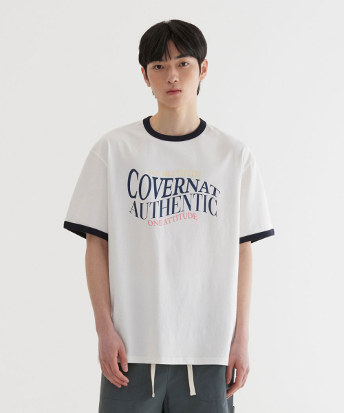 タイポグラフィックリンガーTシャツホワイト