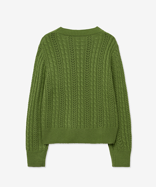 LADY VOLUME(レディーボリューム)の「TWIST CABLE PUNCHING ROUND KNIT_GREEN(ニット/セーター・レディース・その他・F)」の3枚目の写真