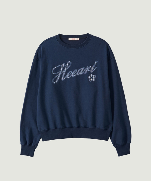 HEEARI（ヒアリー）の「ヒエリーロゴパッチワークスウェットシャツ_ネイビー（スウェット・レディース・その他・FREE）」の2枚目の写真