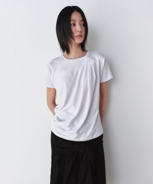 INSILENCE WOMEN(インサイレンスウーマン)の「リネンコットンドレープTシャツホワイト(Tシャツ/カットソー・レディース・その他・SMALL/MEDIUM)」の2枚目の写真