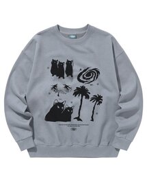 地球征服したネコ スウェットシャツ [アッシュグレー]